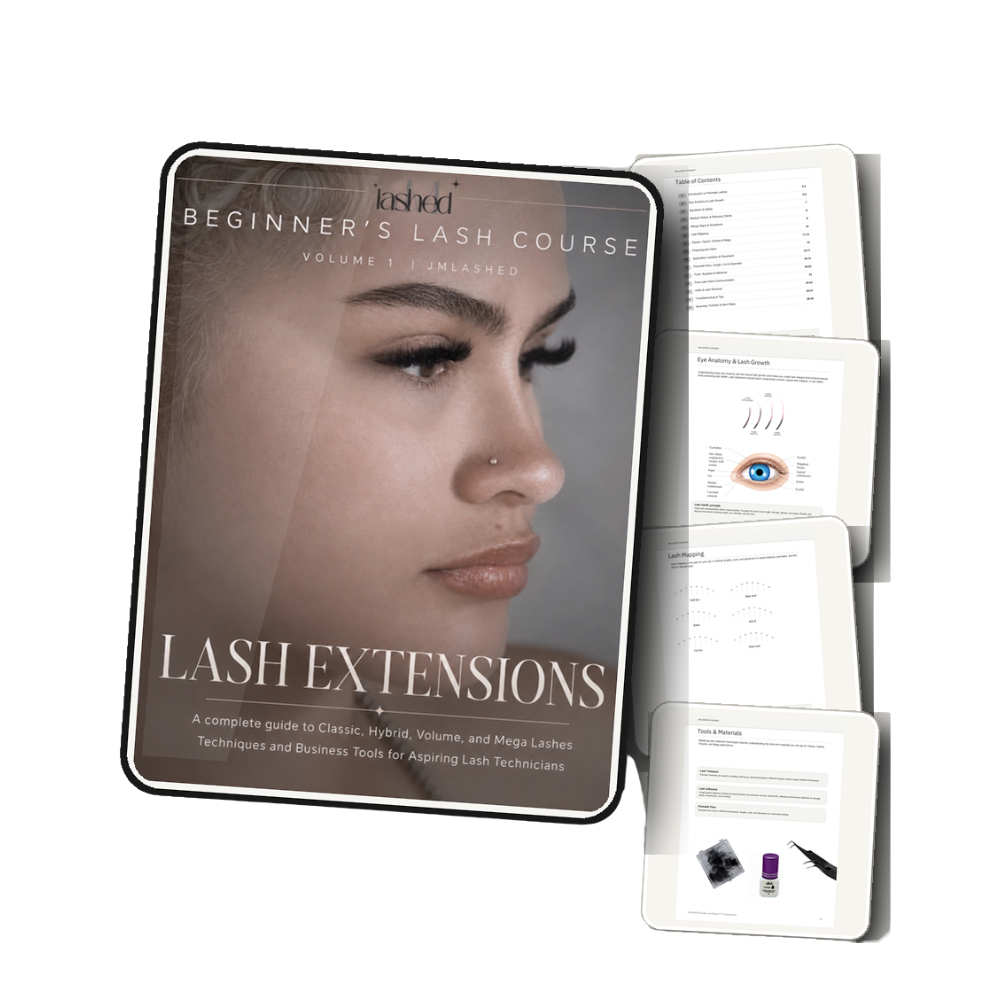 Beginner’s Lash Course Ebook | Classic, Hybrid, Volume & Mega Using Premade Fans